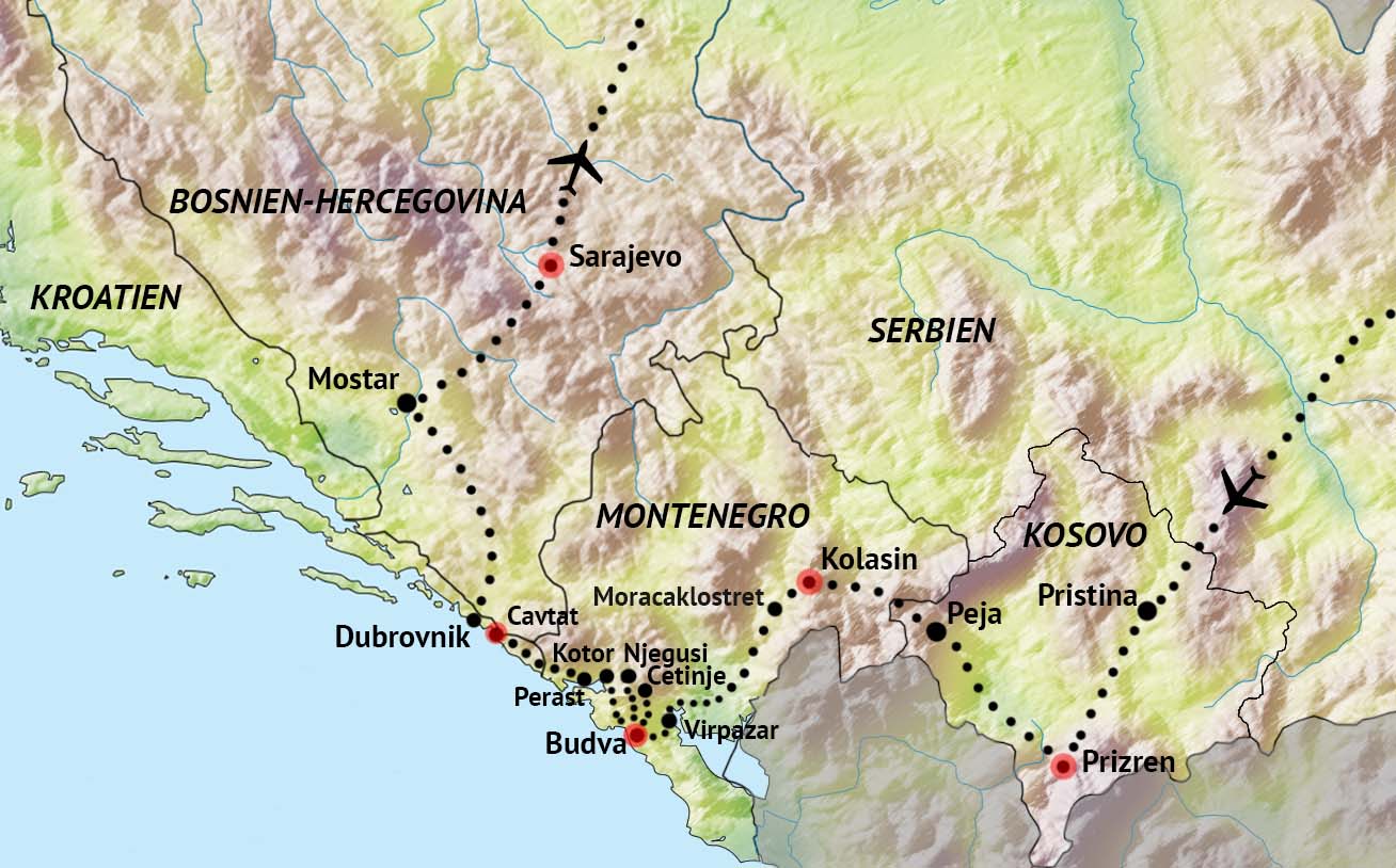 Kosovo Montenegro Kroatien Bosnien Hercegovina